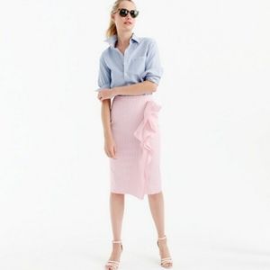 🎉HP🎉NWT J. Crew Pink & White Striped Ruffle Skirt 4P